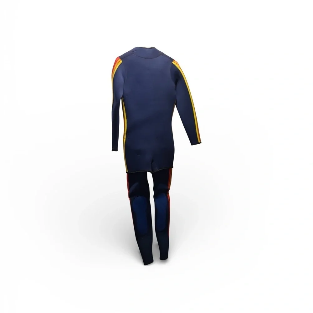 Men's Navy Swim Rash Guard Set with Red and Yellow Trim